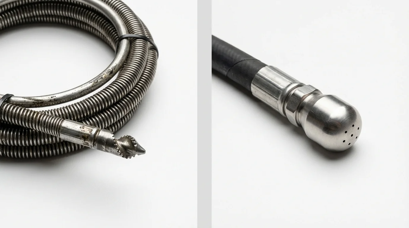 Drain snake cable and hydro jetting nozzle used for drain cleaning in Cordell, OK