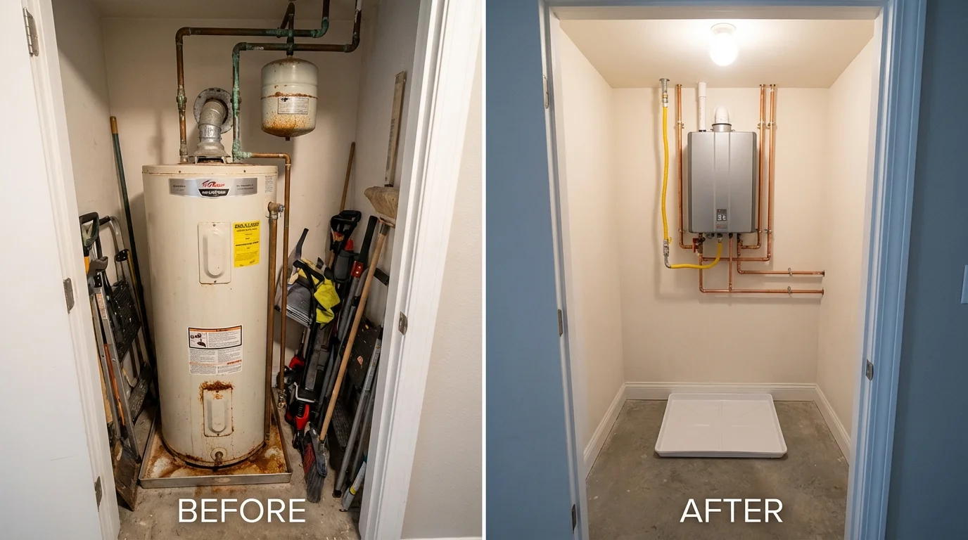 Tank water heater versus wall-mounted tankless unit comparison for Cordell, OK homeowners