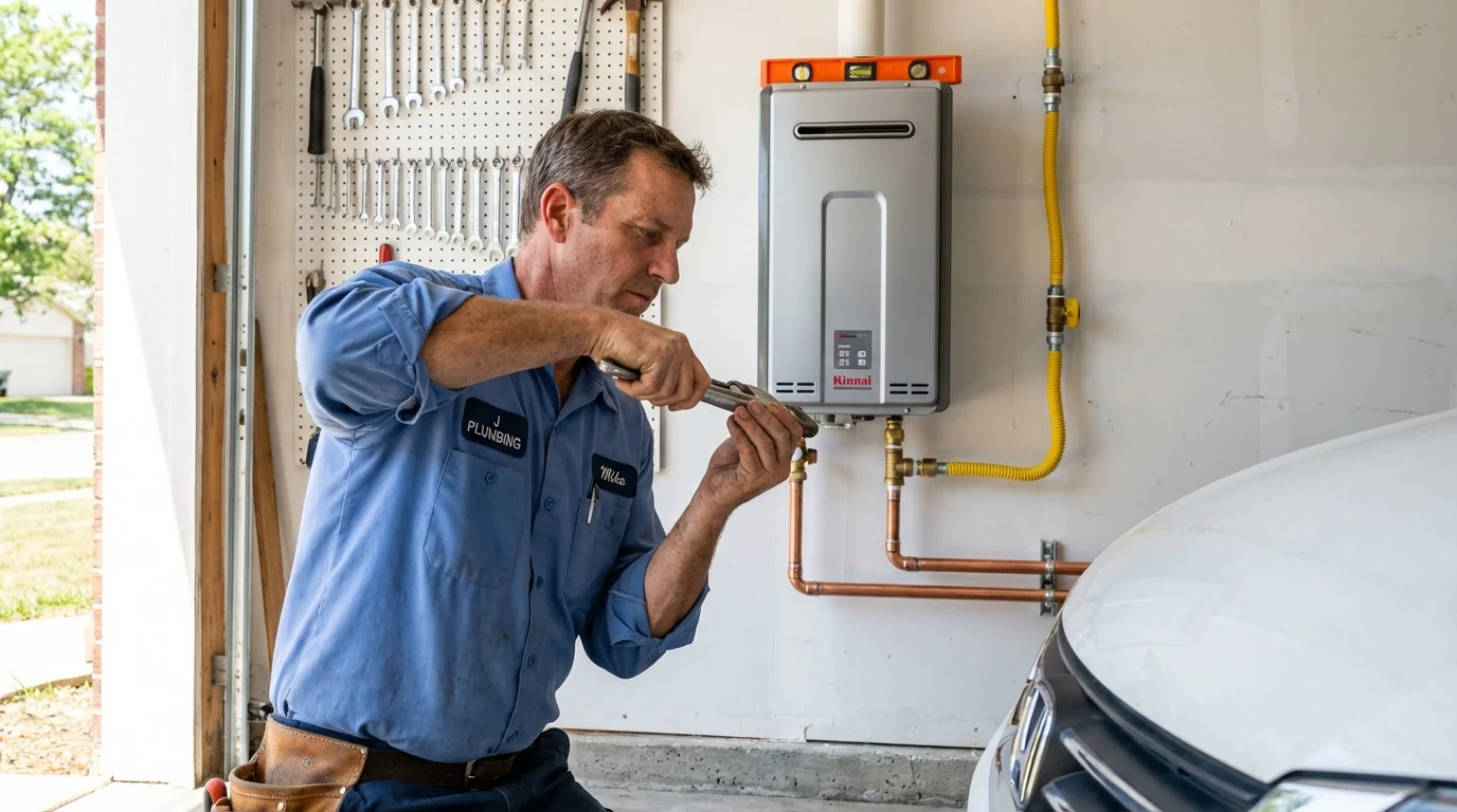 Tankless water heater installation by a Johns Plumbing LLC plumber in Cordell