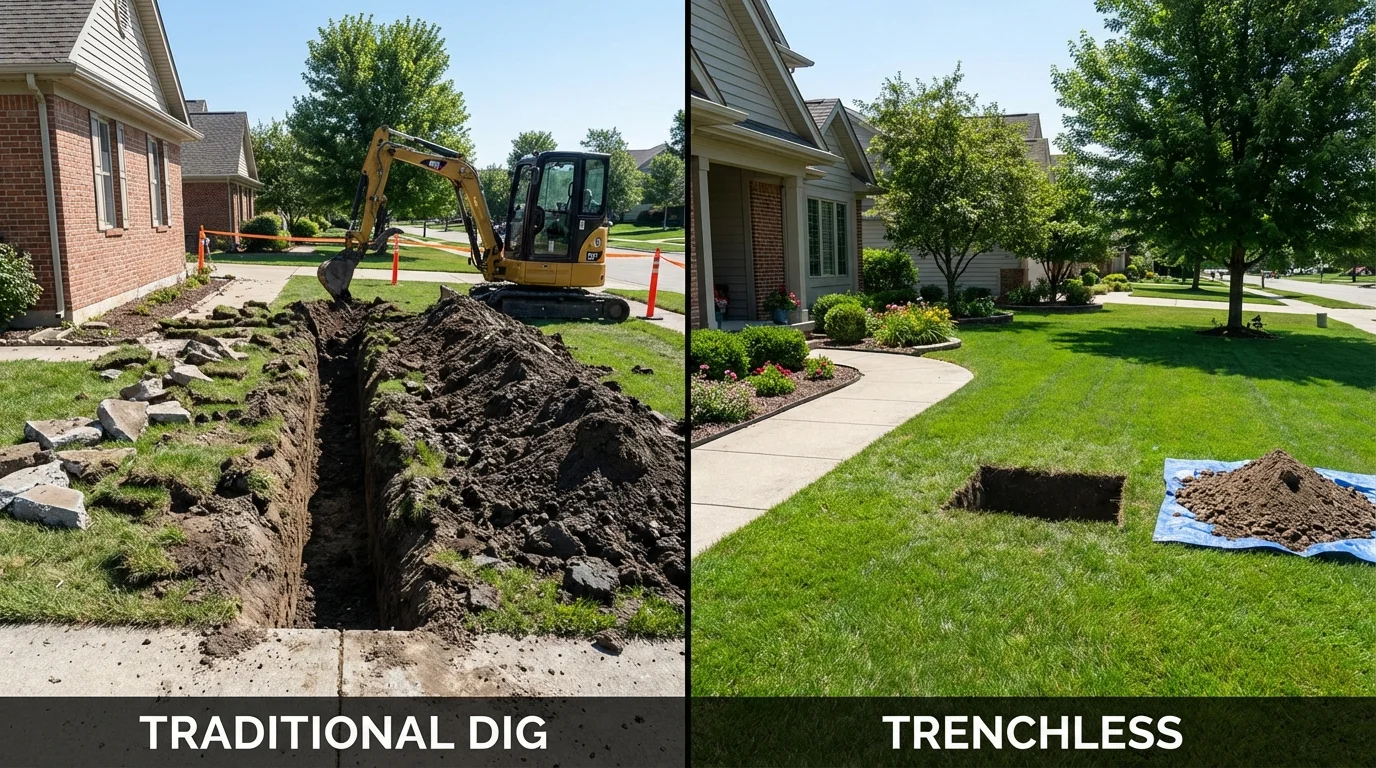 Trenchless sewer repair with minimal yard damage versus traditional excavation in Cordell, OK